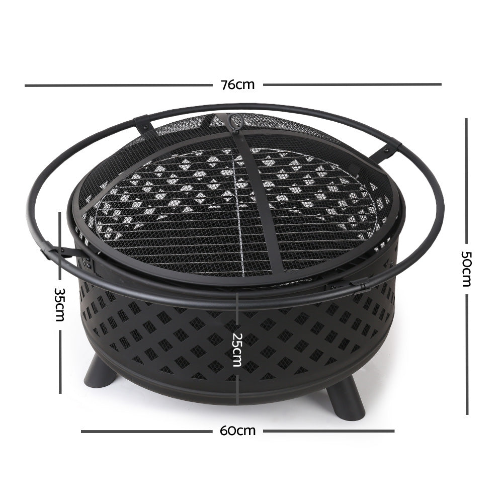 Grillz 30 Inch Portable Outdoor Fire Pit and BBQ - Black freeshipping - Awezingly