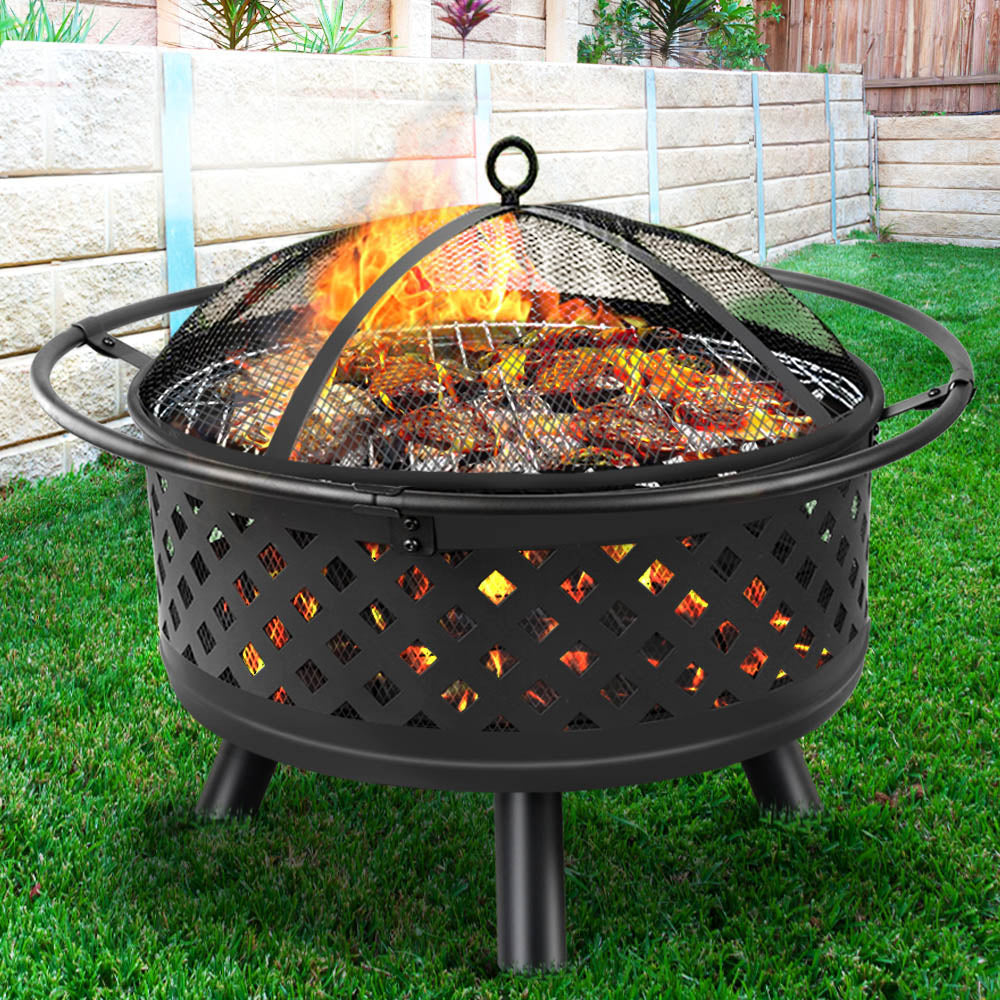 Grillz 30 Inch Portable Outdoor Fire Pit and BBQ - Black freeshipping - Awezingly