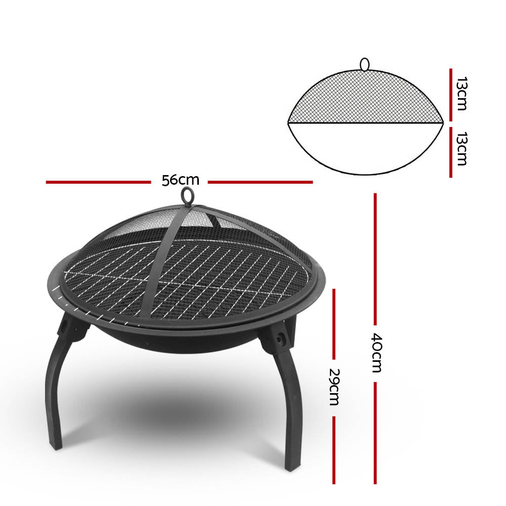 Grillz 22 Inch Portable Foldable Outdoor Fire Pit Fireplace freeshipping - Awezingly