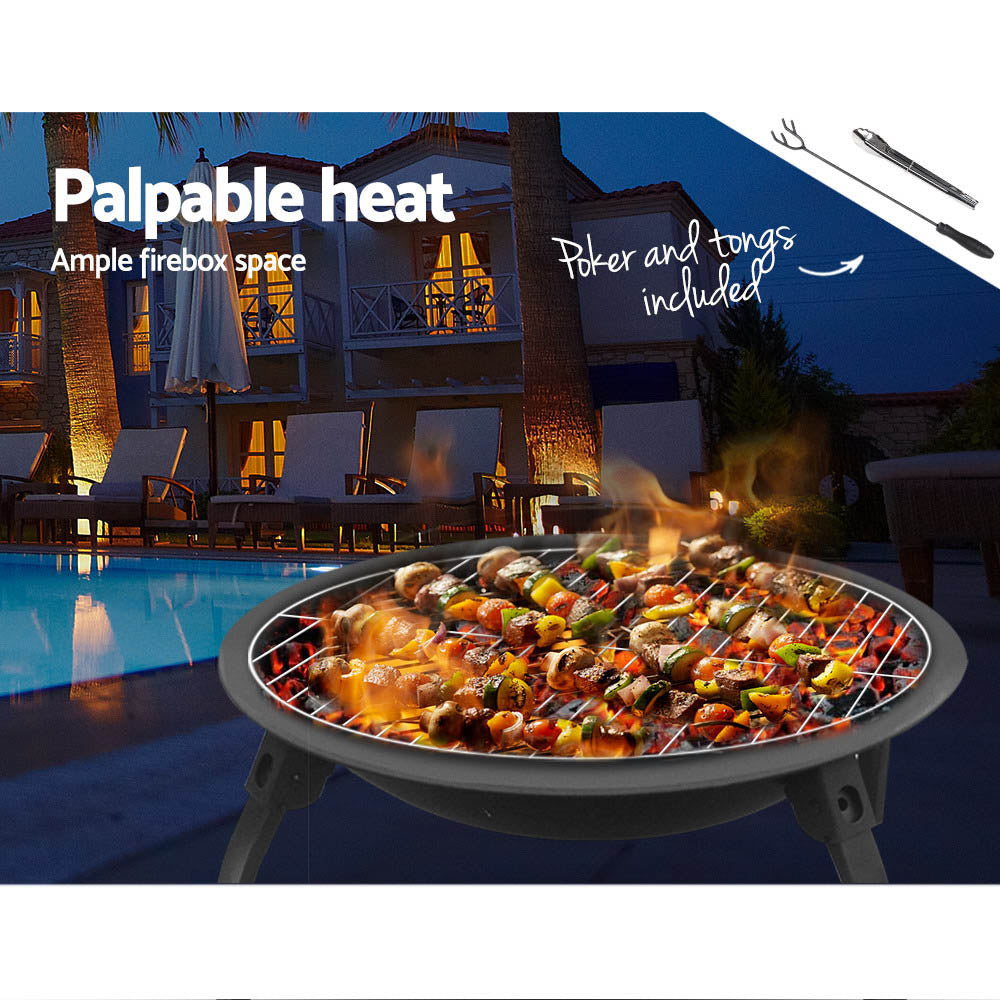 Grillz 22 Inch Portable Foldable Outdoor Fire Pit Fireplace freeshipping - Awezingly