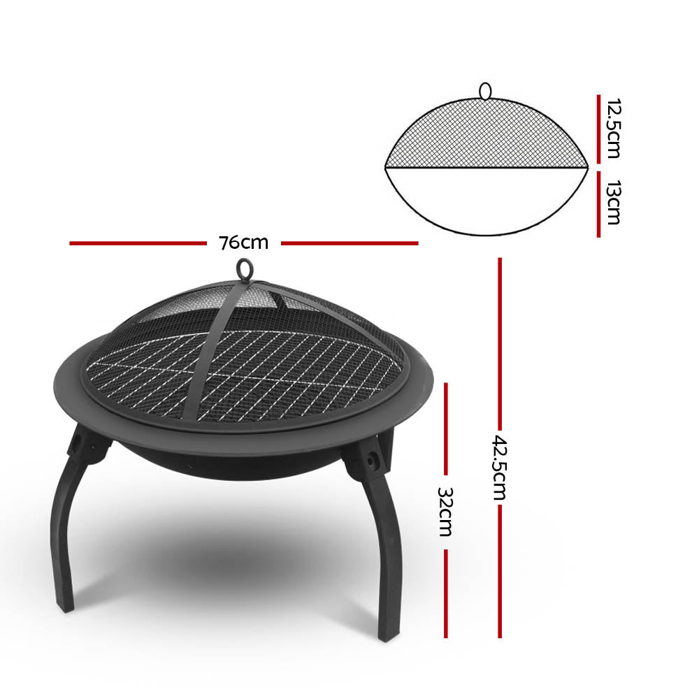 Grillz 30 Inch Portable Foldable Outdoor Fire Pit Fireplace freeshipping - Awezingly