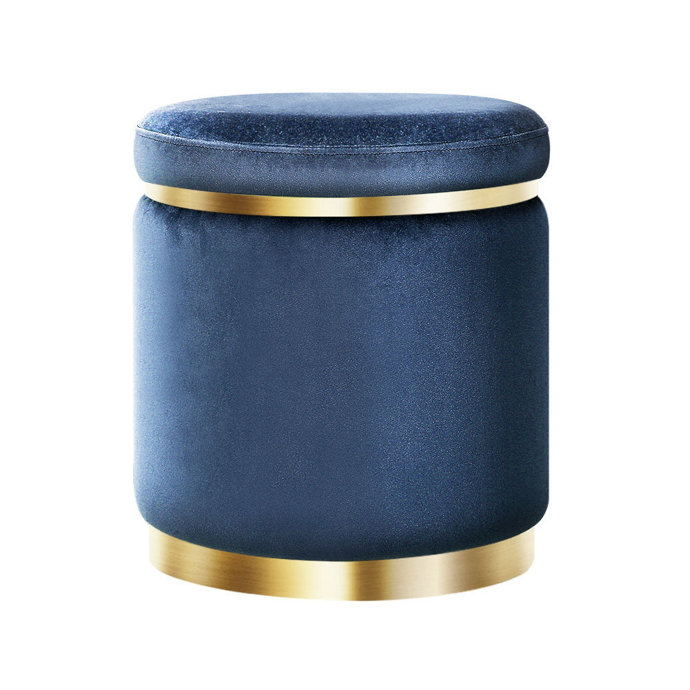 Foot Stool Round Velvet Ottoman Foot Rest Pouffe Pouf Padded Seat Footstool Navy freeshipping - Awezingly