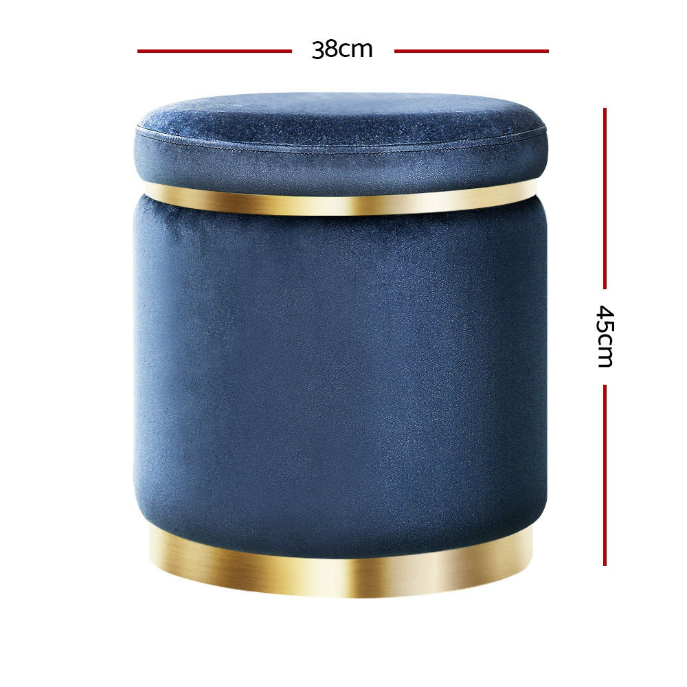 Foot Stool Round Velvet Ottoman Foot Rest Pouffe Pouf Padded Seat Footstool Navy freeshipping - Awezingly