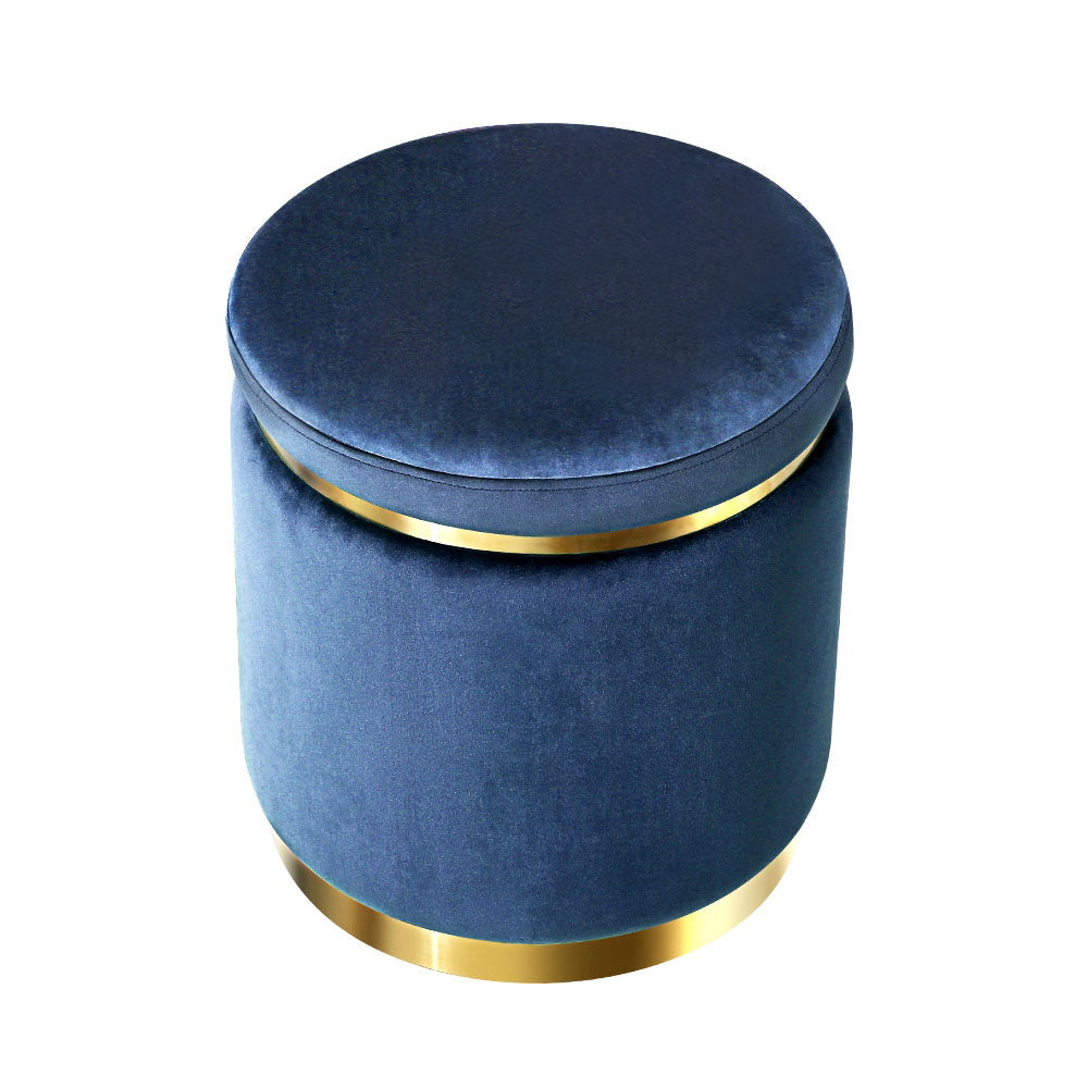 Foot Stool Round Velvet Ottoman Foot Rest Pouffe Pouf Padded Seat Footstool Navy freeshipping - Awezingly