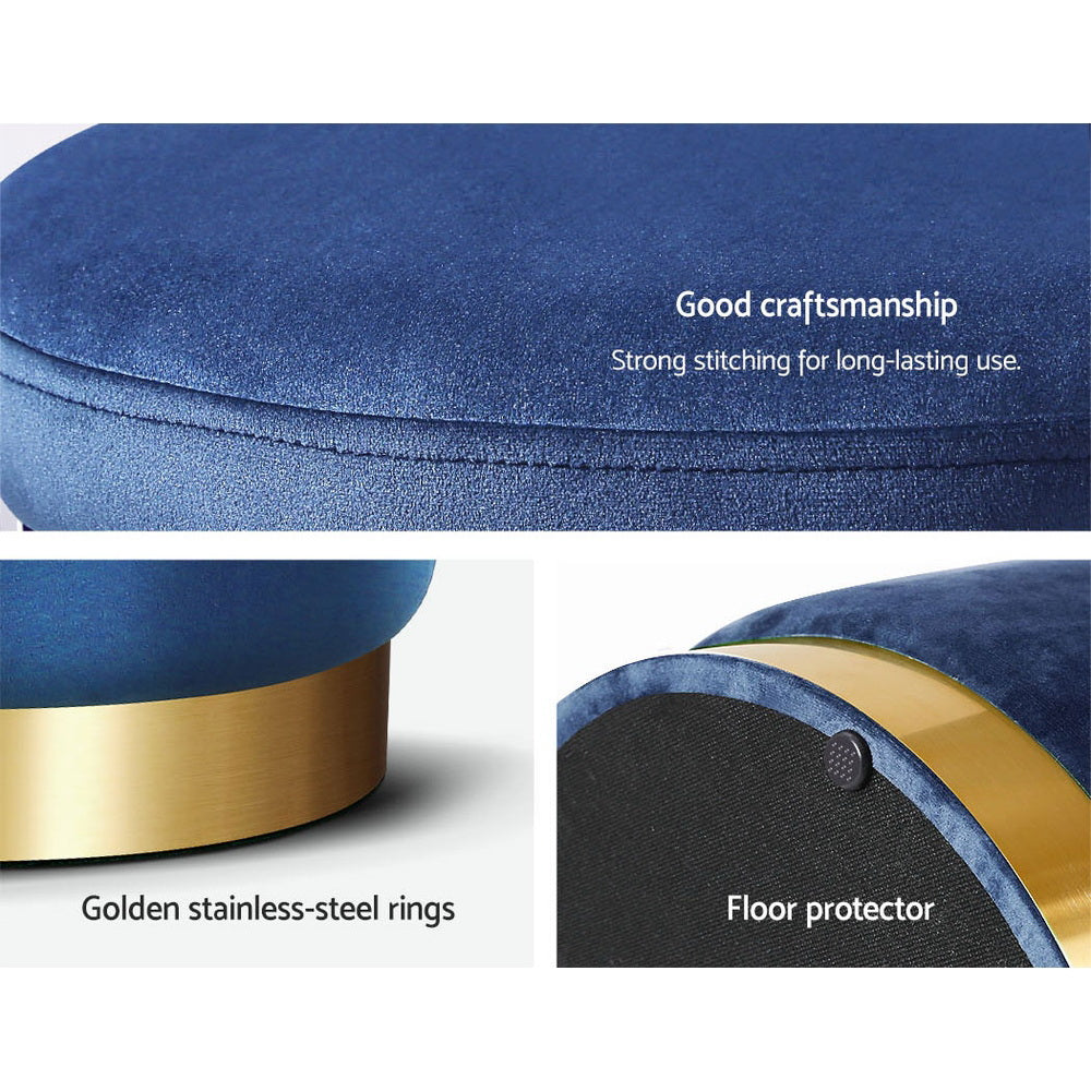 Foot Stool Round Velvet Ottoman Foot Rest Pouffe Pouf Padded Seat Footstool Navy freeshipping - Awezingly