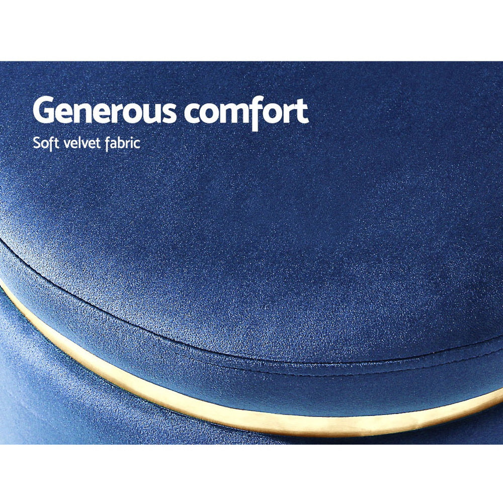 Foot Stool Round Velvet Ottoman Foot Rest Pouffe Pouf Padded Seat Footstool Navy freeshipping - Awezingly