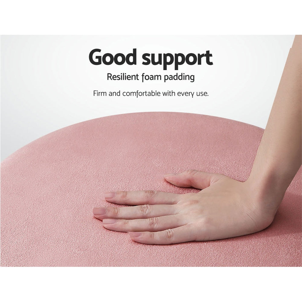 Round Velvet Foot Stool Ottoman Foot Rest Pouffe Padded Seat Pouf Bedroom Pink freeshipping - Awezingly