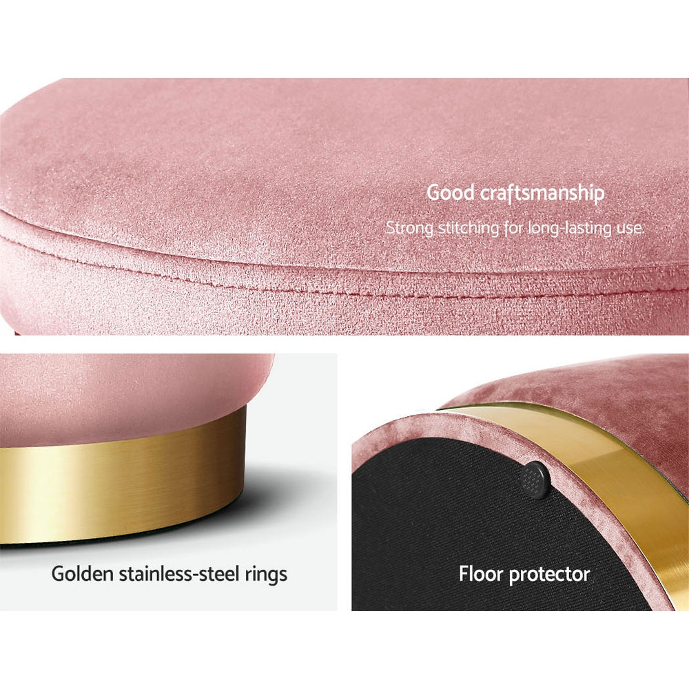 Round Velvet Foot Stool Ottoman Foot Rest Pouffe Padded Seat Pouf Bedroom Pink freeshipping - Awezingly