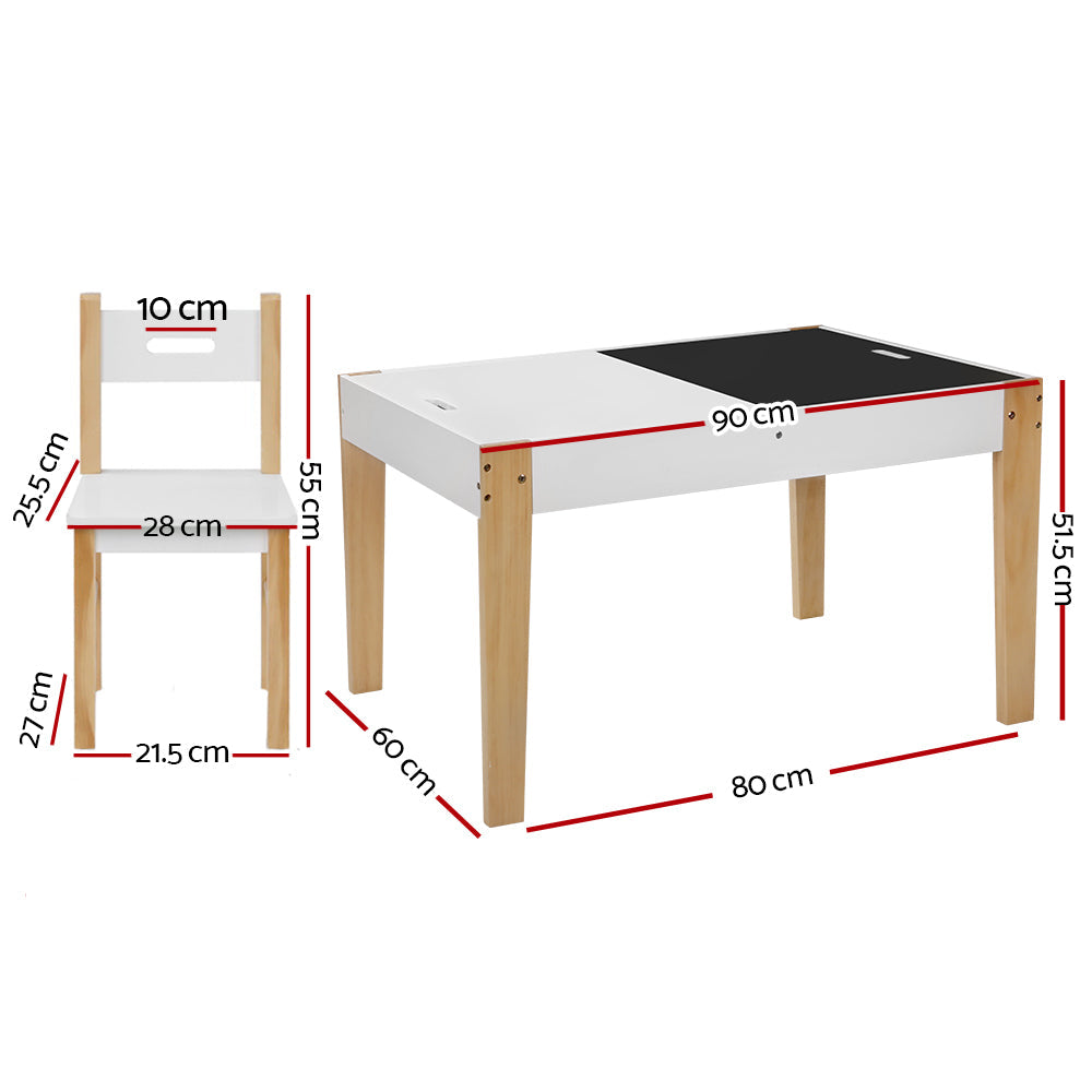 Keezi Kids Table and Chair Storage Desk - White & Natural