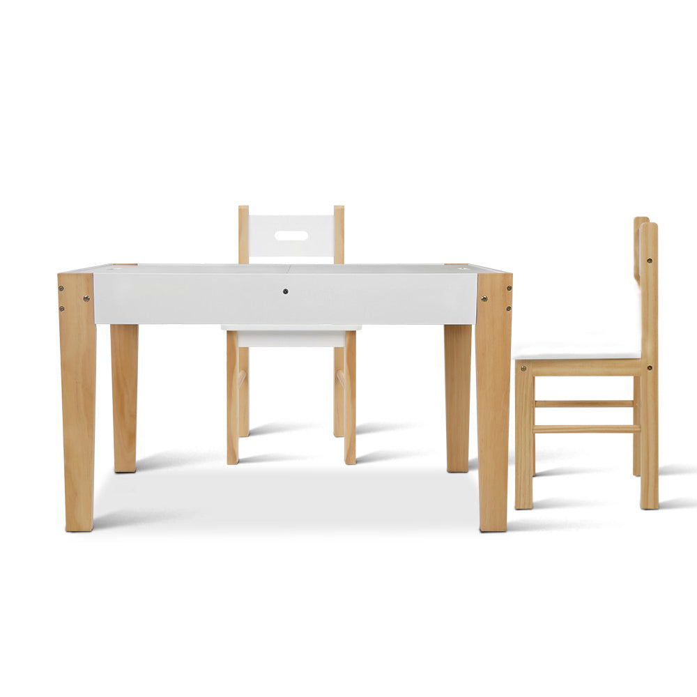 Keezi Kids Table and Chair Storage Desk - White & Natural