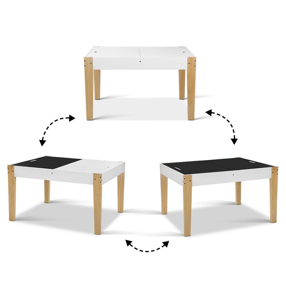 Keezi Kids Table and Chair Storage Desk - White & Natural