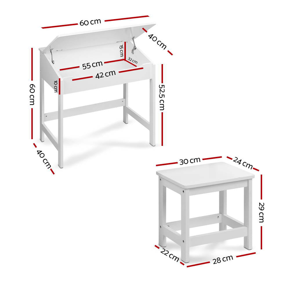 Keezi Kids Table and Chairs Set Children Drawing Writing Desk Storage