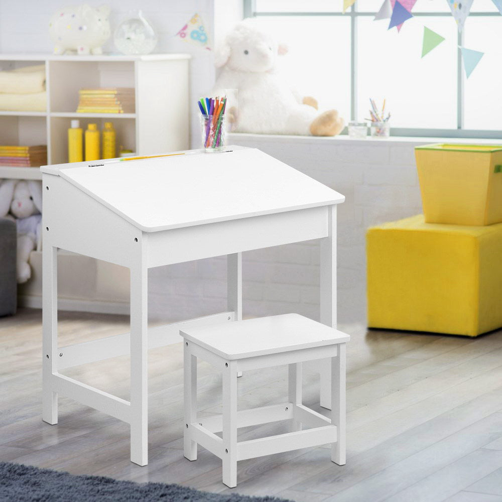 Keezi Kids Table and Chairs Set Children Drawing Writing Desk Storage