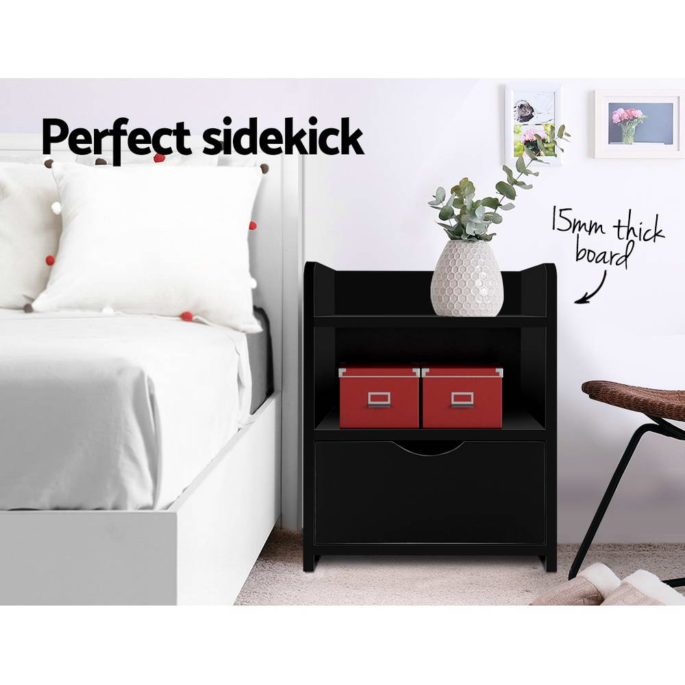 Artiss Bedside Table Drawer - Black freeshipping - Awezingly