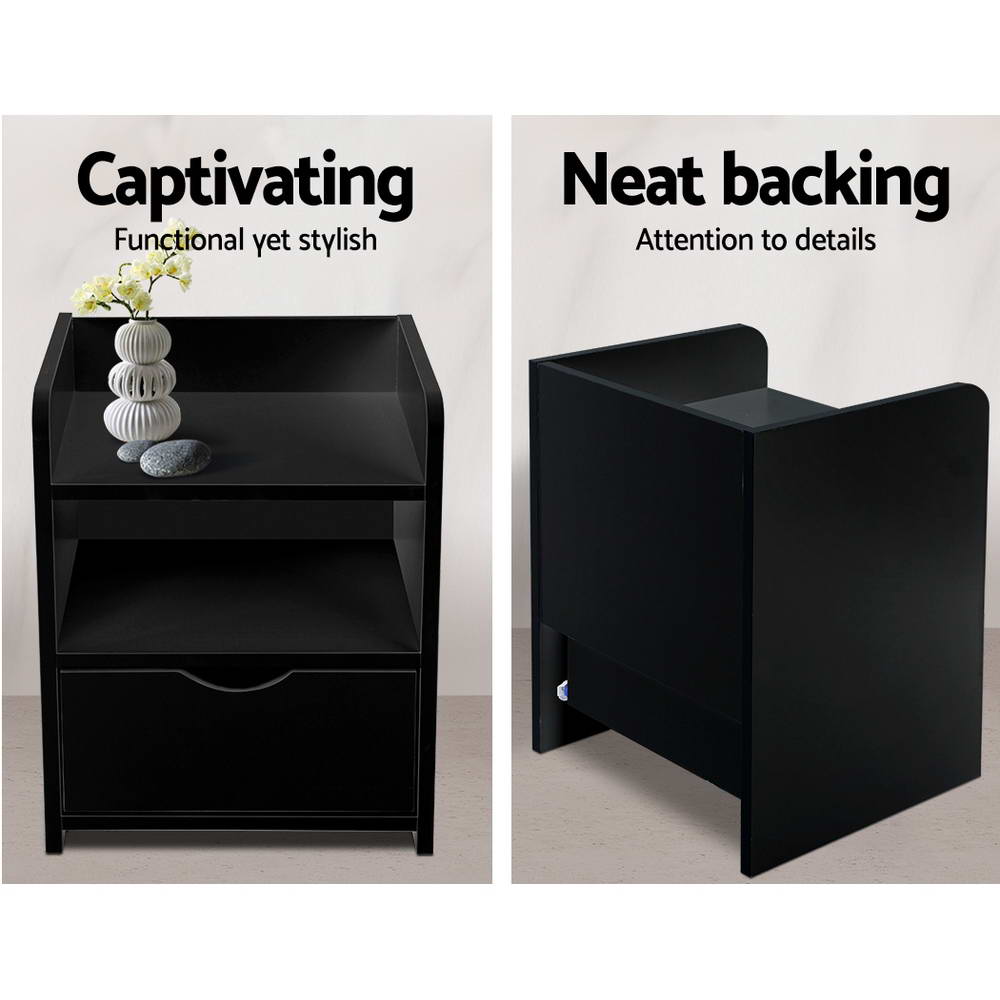 Artiss Bedside Table Drawer - Black freeshipping - Awezingly