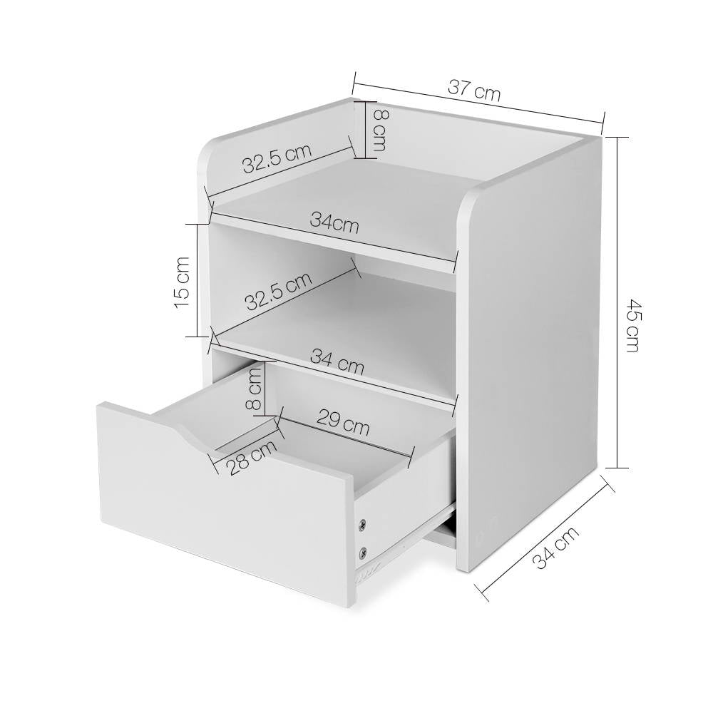 Artiss Bedside Table Drawer - White freeshipping - Awezingly