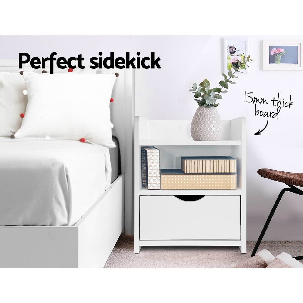 Artiss Bedside Table Drawer - White freeshipping - Awezingly