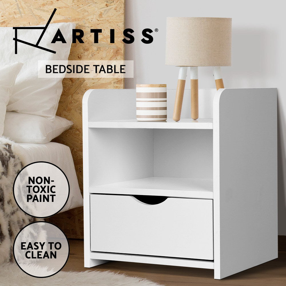 Artiss Bedside Table Drawer - White freeshipping - Awezingly