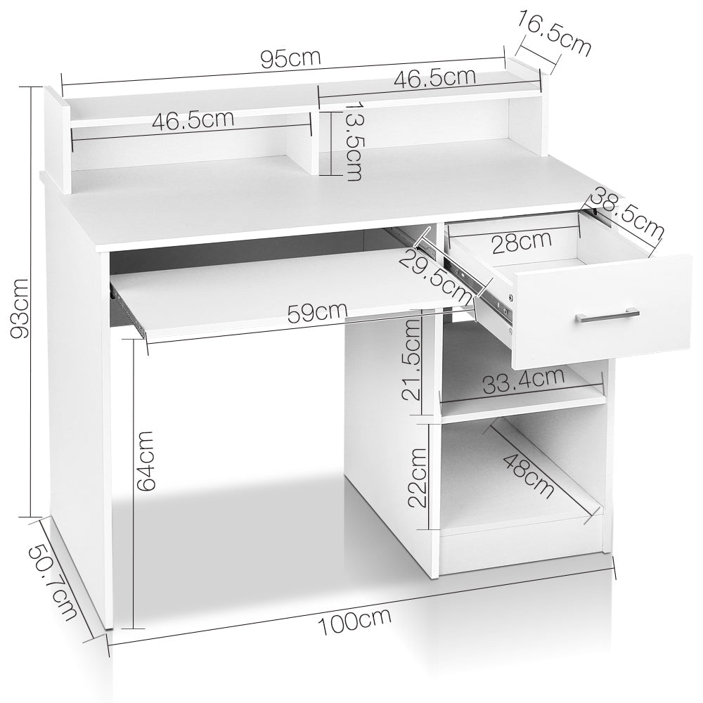 Artiss Office Computer Desk with Storage - White freeshipping - Awezingly