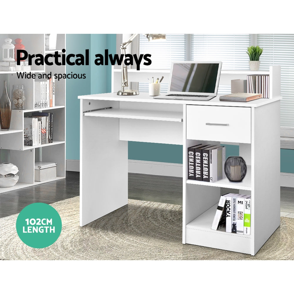 Artiss Office Computer Desk with Storage - White freeshipping - Awezingly