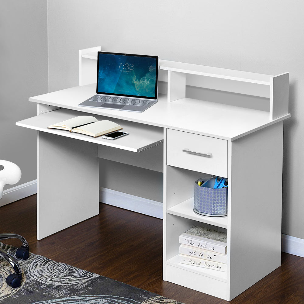 Artiss Office Computer Desk with Storage - White freeshipping - Awezingly