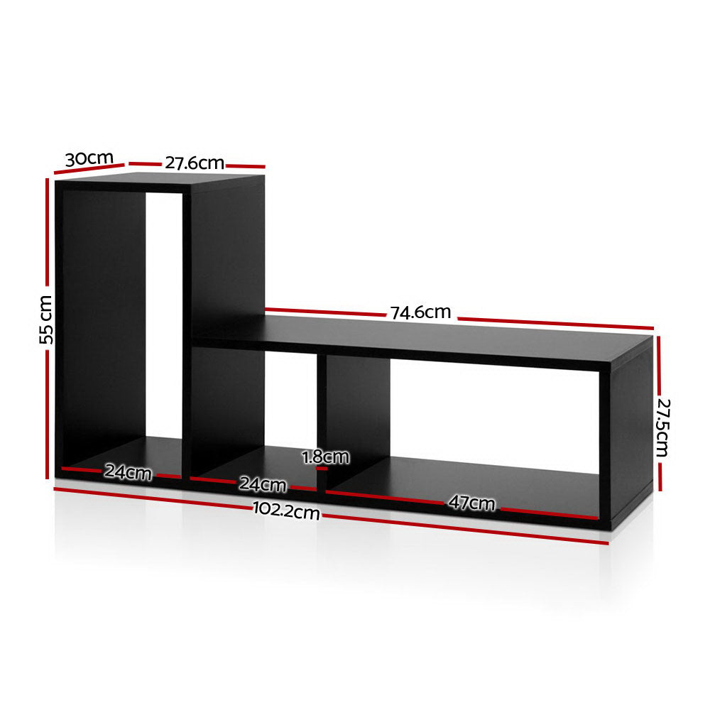 Artiss DIY L Shaped Display Shelf - Black freeshipping - Awezingly