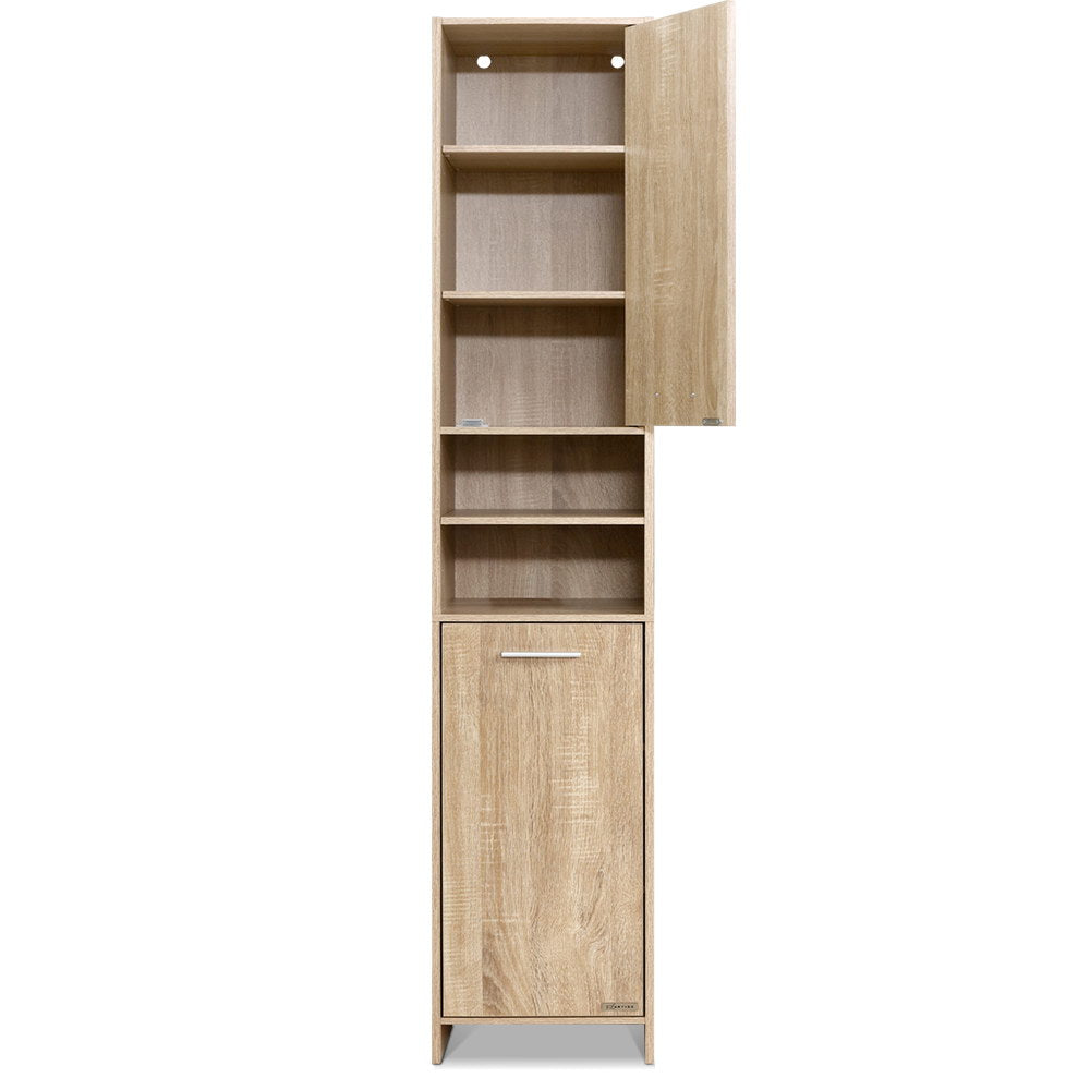 Artiss 185cm Bathroom Cabinet Tallboy Furniture Toilet Storage Laundry Cupboard Oak freeshipping - Awezingly