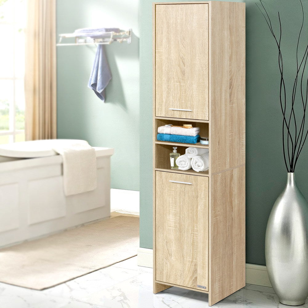 Artiss 185cm Bathroom Cabinet Tallboy Furniture Toilet Storage Laundry Cupboard Oak freeshipping - Awezingly