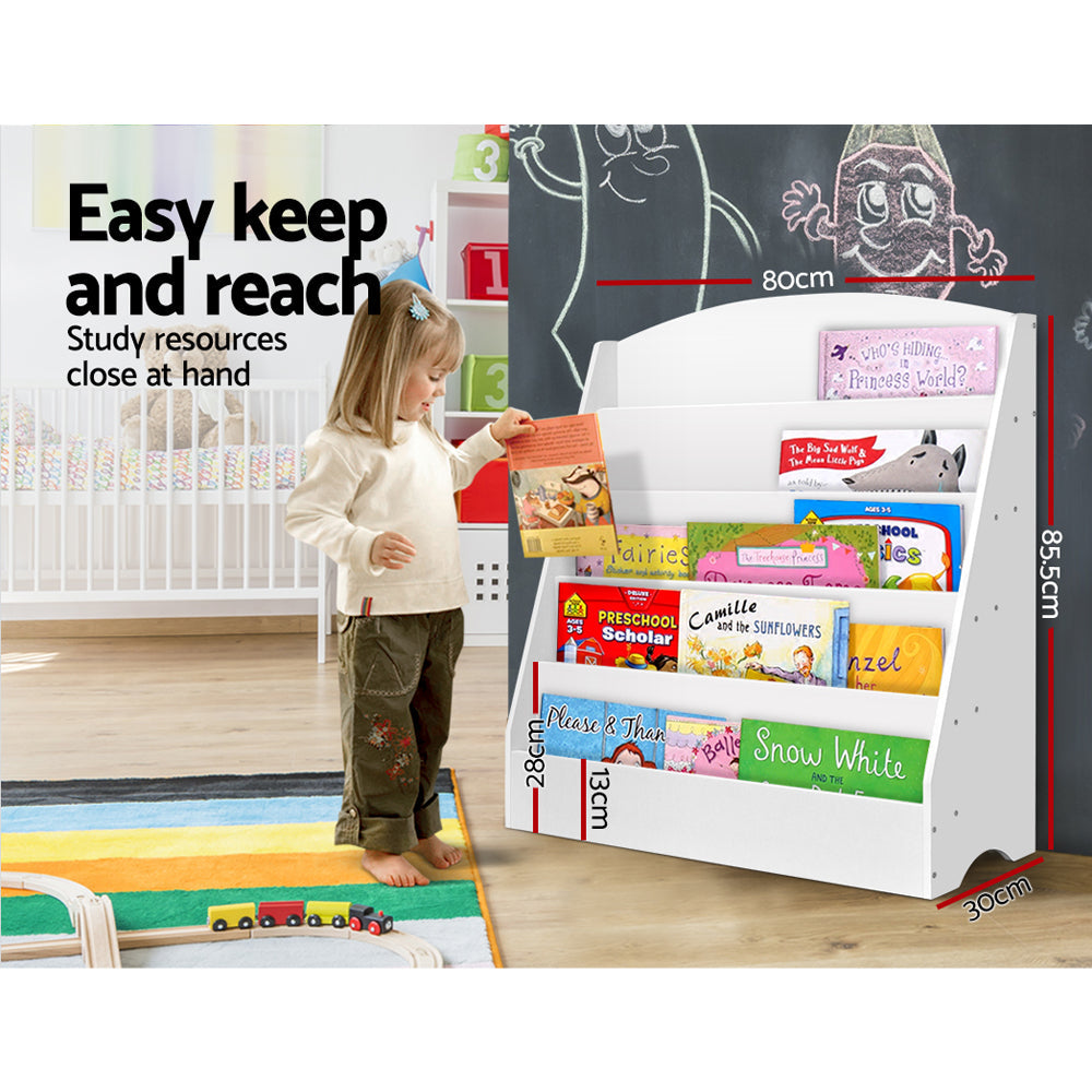 Keezi 5 Tiers Kids Bookshelf Magazine Rack Shelf Organizer - White