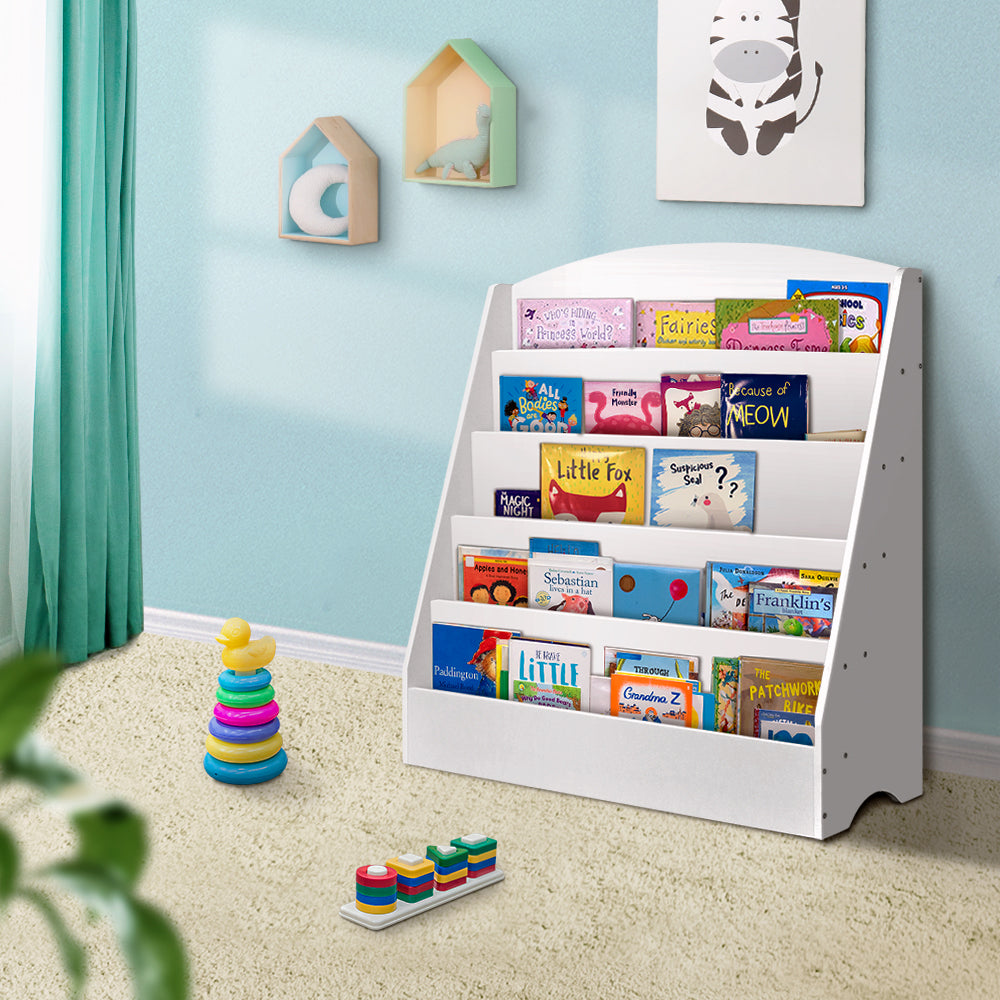 Keezi 5 Tiers Kids Bookshelf Magazine Rack Shelf Organizer - White