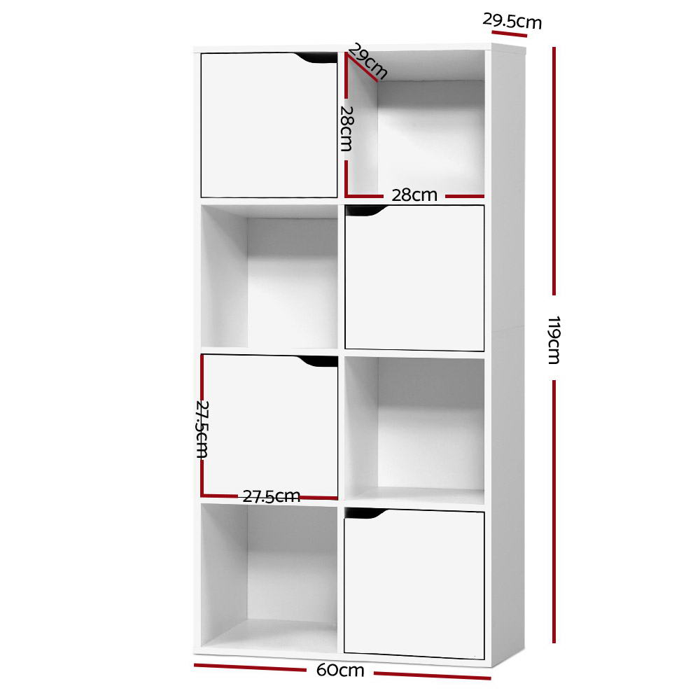 Artiss Display Shelf 8 Cube Storage 4 Door Cabinet Bookshelf Unit White freeshipping - Awezingly