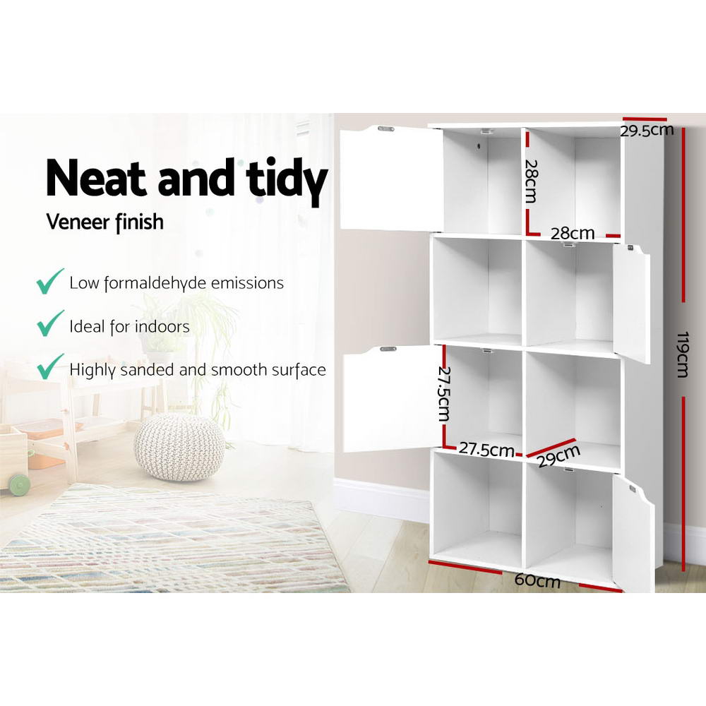 Artiss Display Shelf 8 Cube Storage 4 Door Cabinet Bookshelf Unit White freeshipping - Awezingly