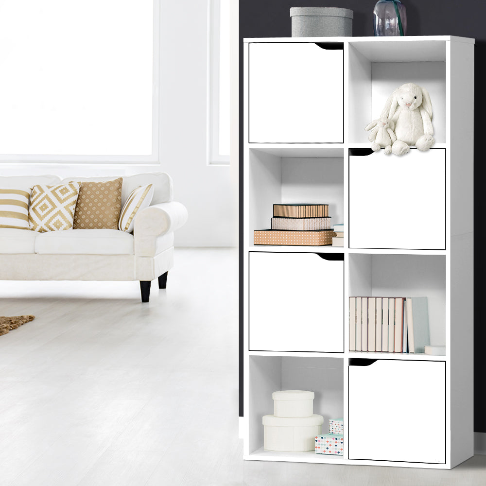 Artiss Display Shelf 8 Cube Storage 4 Door Cabinet Bookshelf Unit White freeshipping - Awezingly