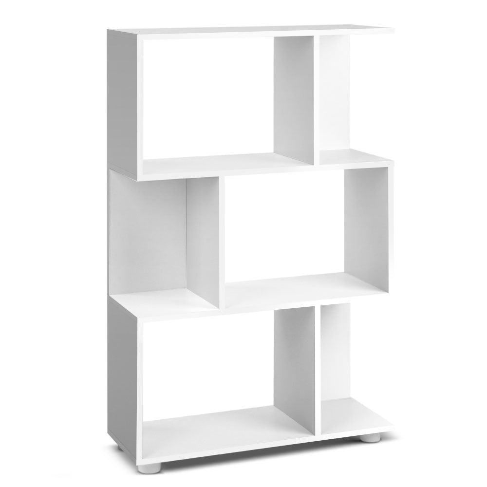 Artiss 3 Tier Zig Zag Bookshelf - White freeshipping - Awezingly