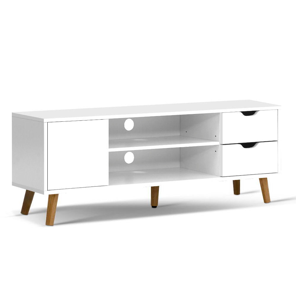 Artiss TV Cabinet Entertainment Unit Stand Wooden Scandinavian 120cm White freeshipping - Awezingly