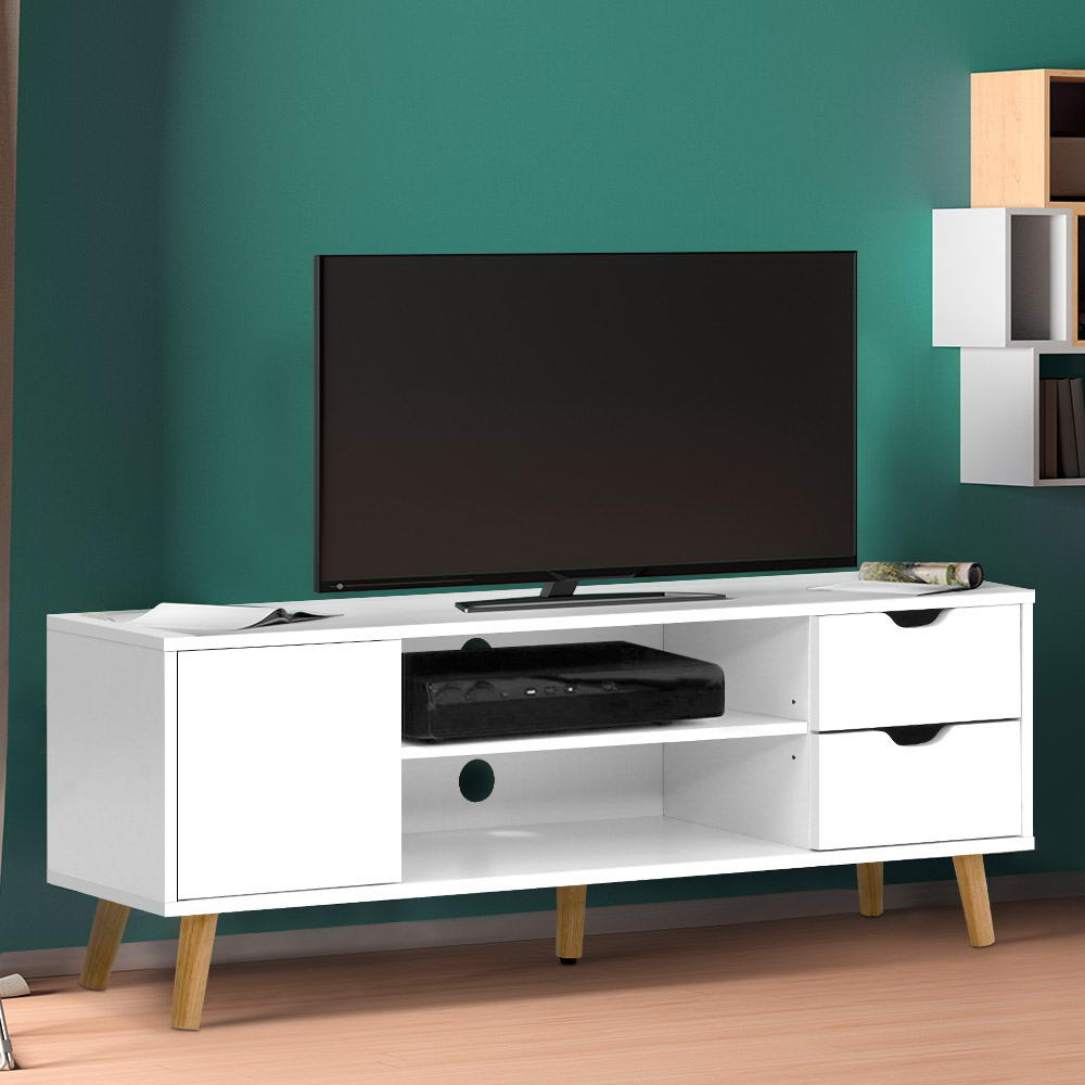 Artiss TV Cabinet Entertainment Unit Stand Wooden Scandinavian 120cm White freeshipping - Awezingly