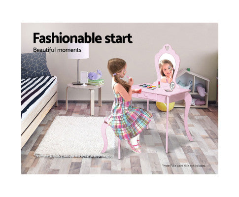 Keezi Kids Vanity Dressing Table Stool Set - Pink freeshipping - Awezingly