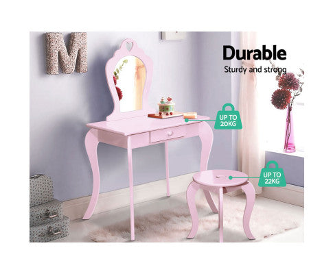 Keezi Kids Vanity Dressing Table Stool Set - Pink freeshipping - Awezingly