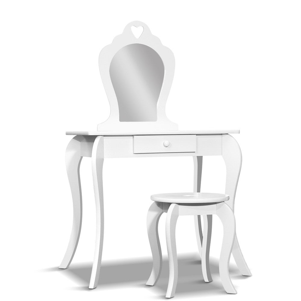 Keezi Kids Vanity Dressing Table Stool Set - White freeshipping - Awezingly