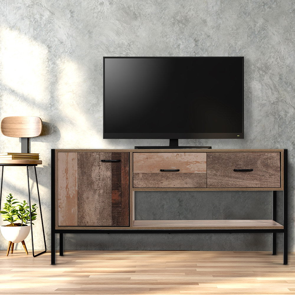 Artiss TV Stand Entertainment Unit Rustic Wooden 120cm freeshipping - Awezingly