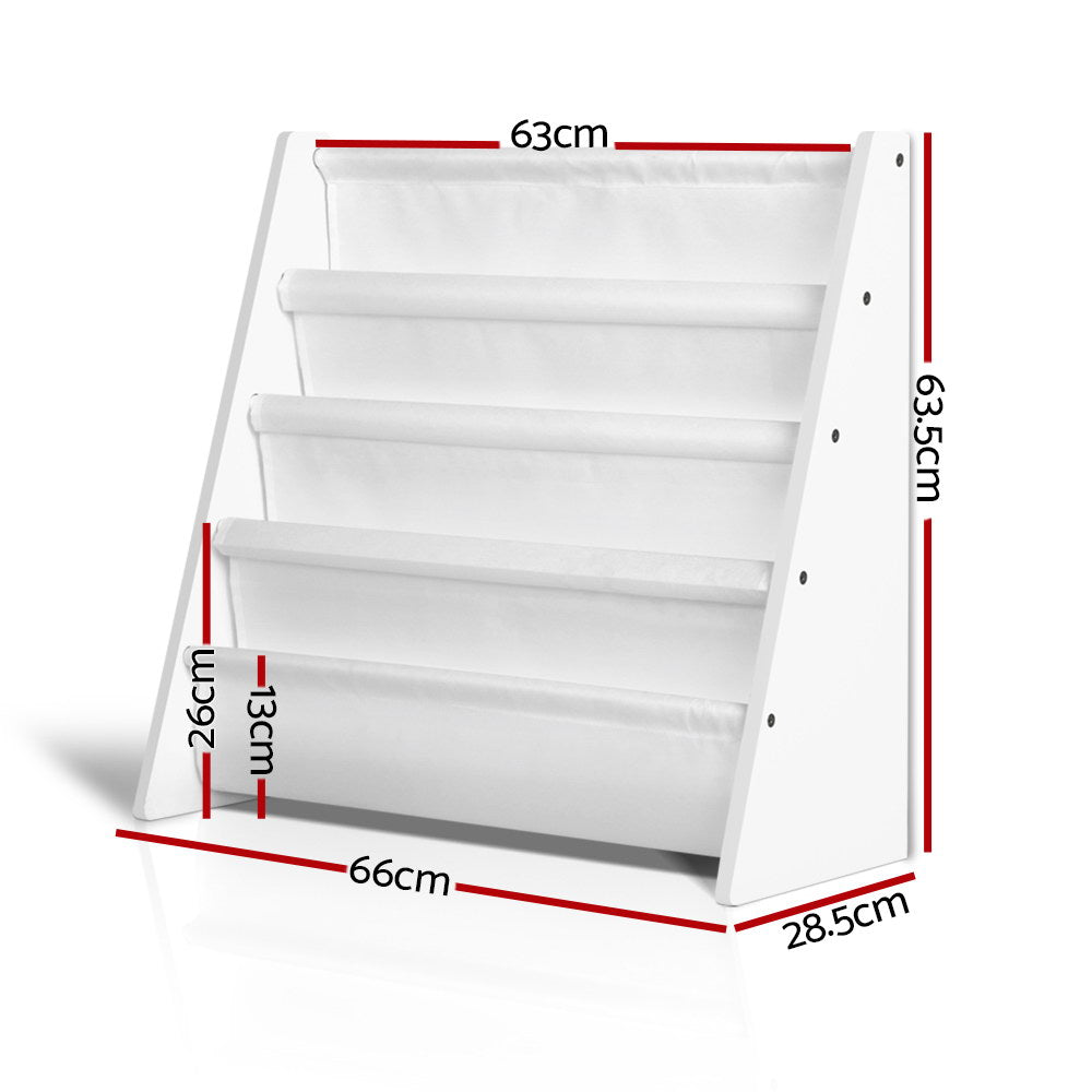 Keezi Kids Bookshelf Bookcase Magazine Rack Organiser Display - White