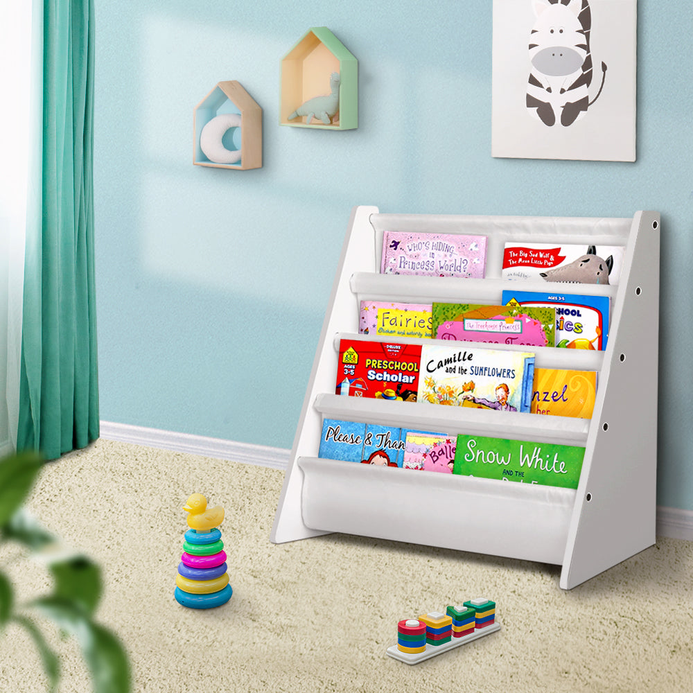 Keezi Kids Bookshelf Bookcase Magazine Rack Organiser Display - White