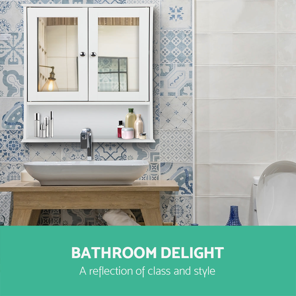 Artiss Bathroom Tallboy Storage Cabinet with Mirror - White freeshipping - Awezingly