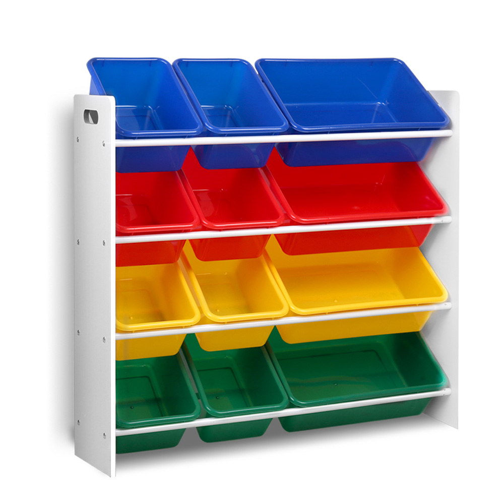 Keezi 12 Plastic Bins Kids Toy Organiser Box Bookshelf Storage