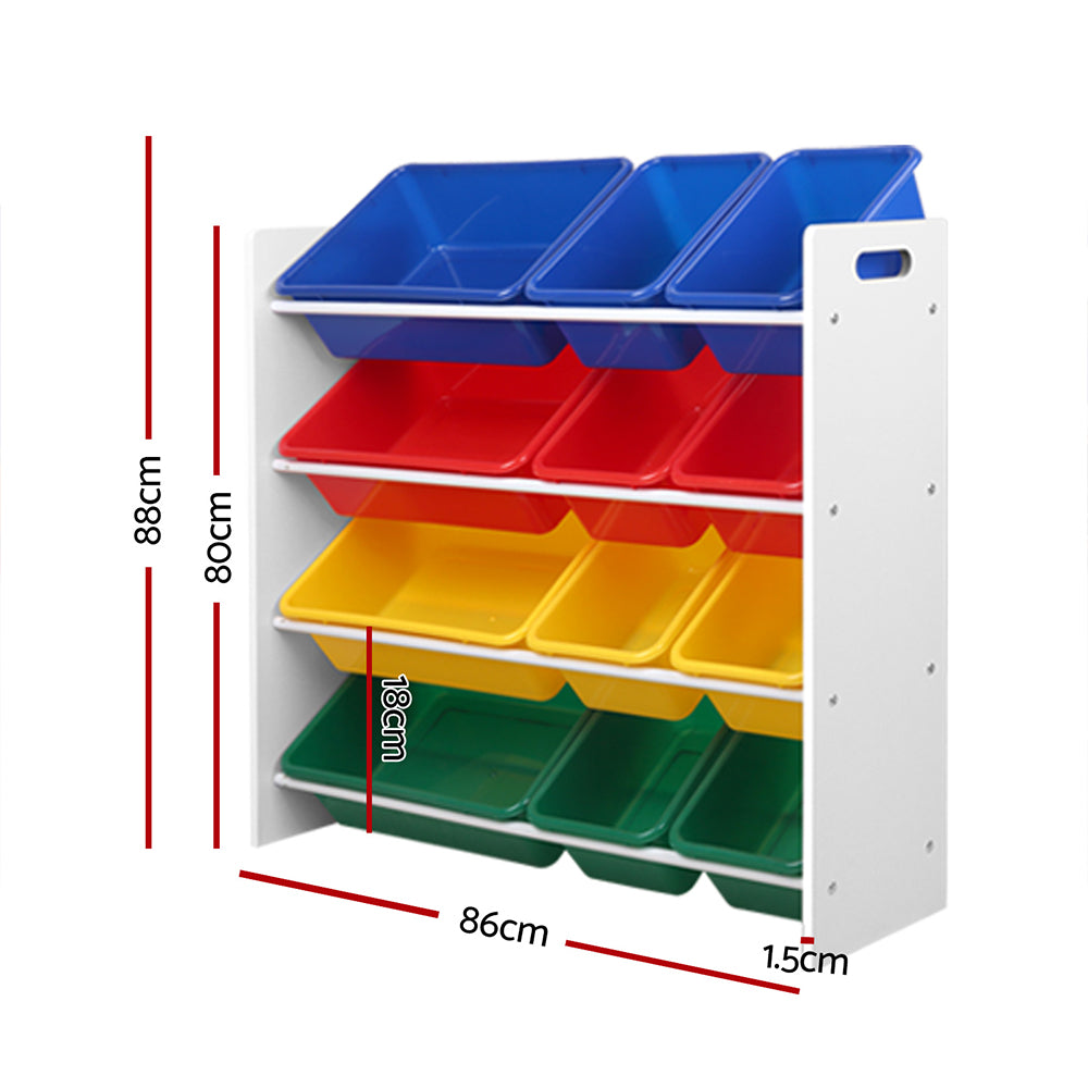 Keezi 12 Plastic Bins Kids Toy Organiser Box Bookshelf Storage