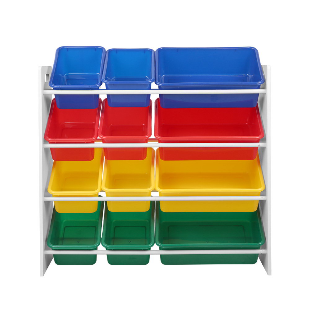 Keezi 12 Plastic Bins Kids Toy Organiser Box Bookshelf Storage