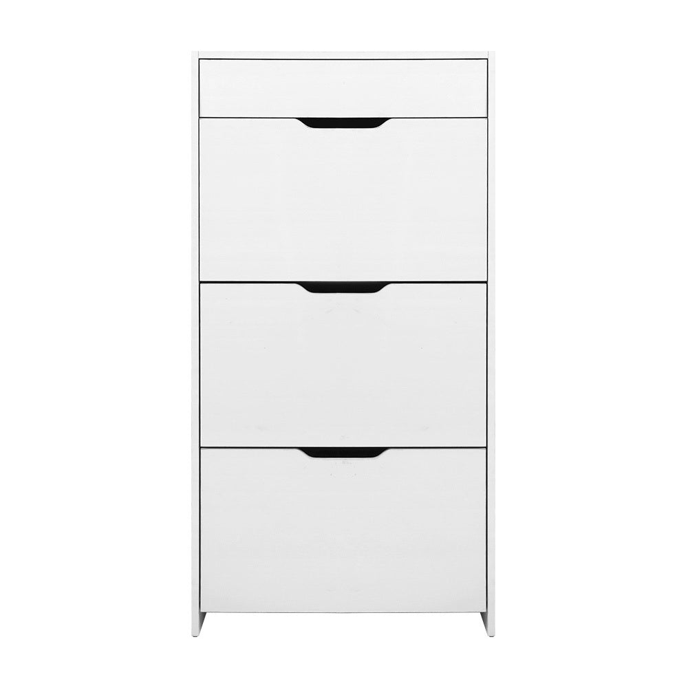 Artiss Shoe Cabinet 3 Tier Shoes Storage Drawer High Gloss White Rack Shelf freeshipping - Awezingly