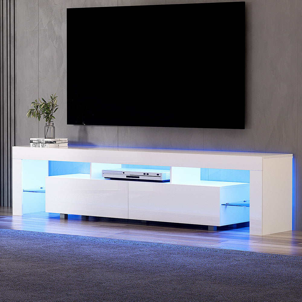 Artiss TV Cabinet Entertainment Unit Stand RGB LED Gloss Furniture 200cm White