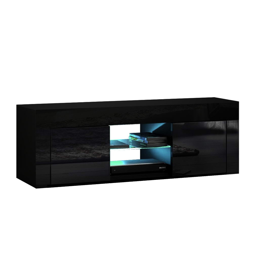 Artiss 130cm RGB LED TV Stand Cabinet Entertainment Unit Gloss Black freeshipping - Awezingly