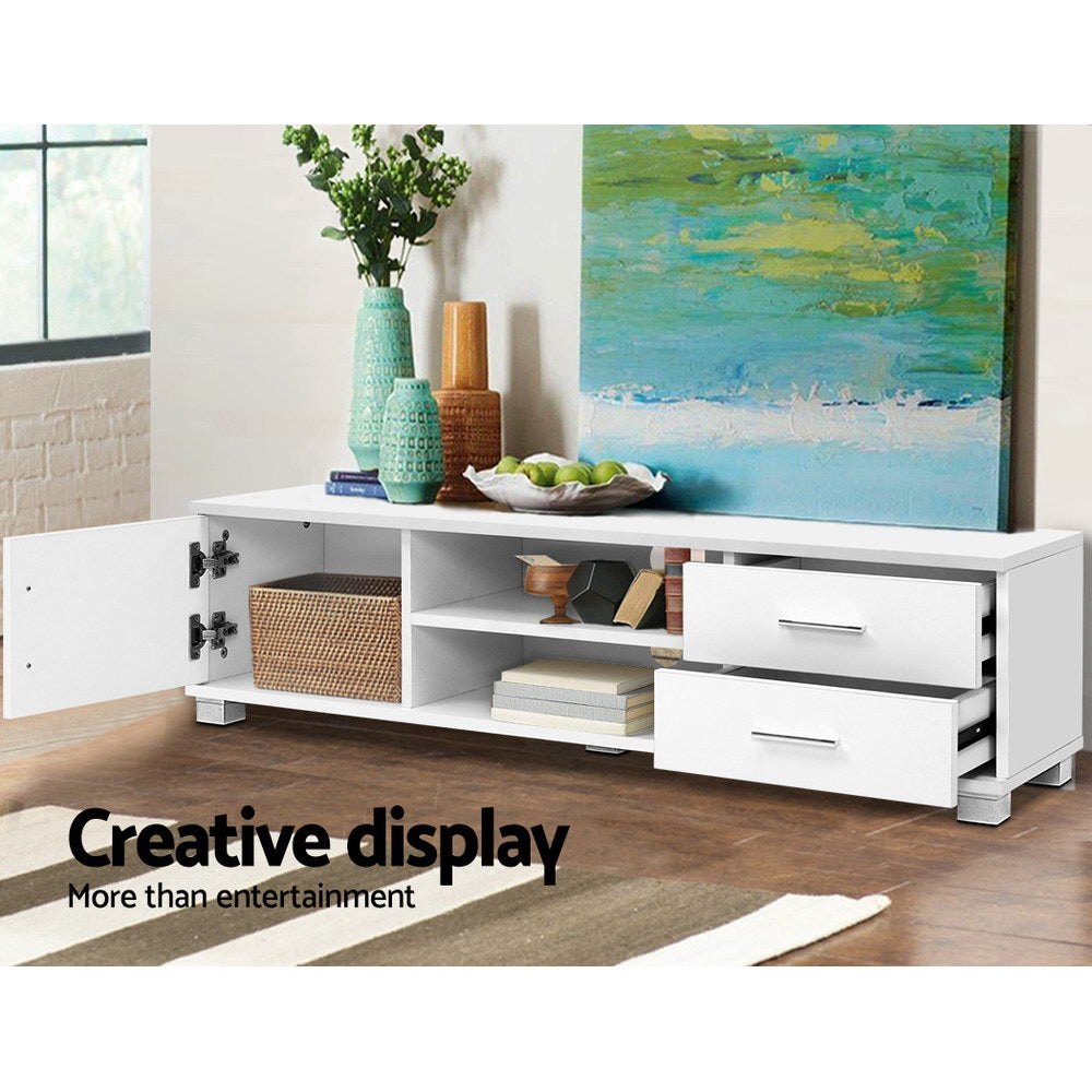 Artiss 120cm TV Stand Entertainment Unit Storage Cabinet Drawers Shelf White freeshipping - Awezingly